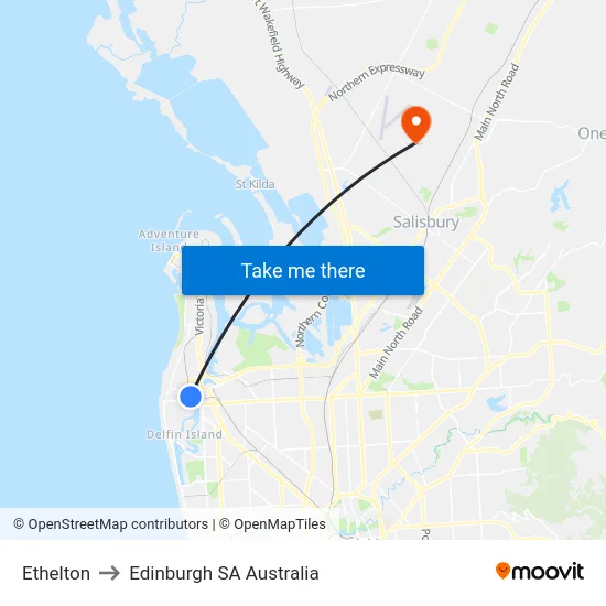 Ethelton to Edinburgh SA Australia map