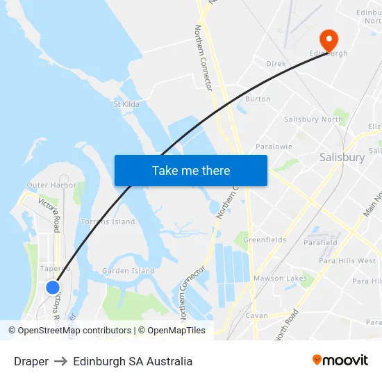 Draper to Edinburgh SA Australia map