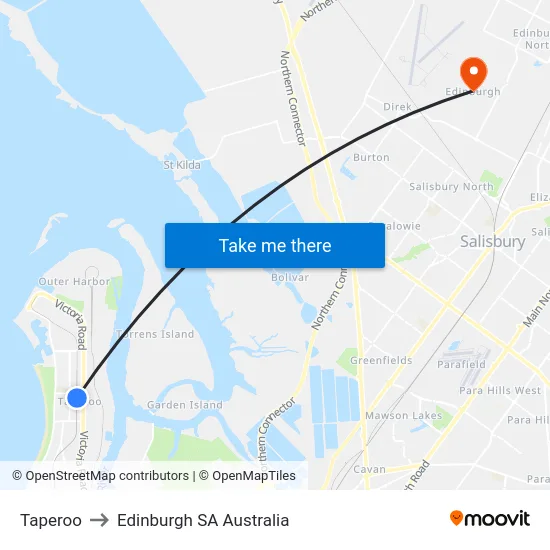 Taperoo to Edinburgh SA Australia map