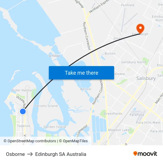 Osborne to Edinburgh SA Australia map