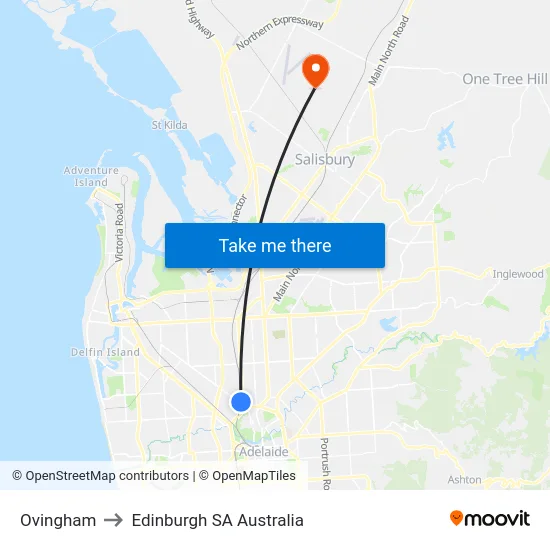 Ovingham to Edinburgh SA Australia map