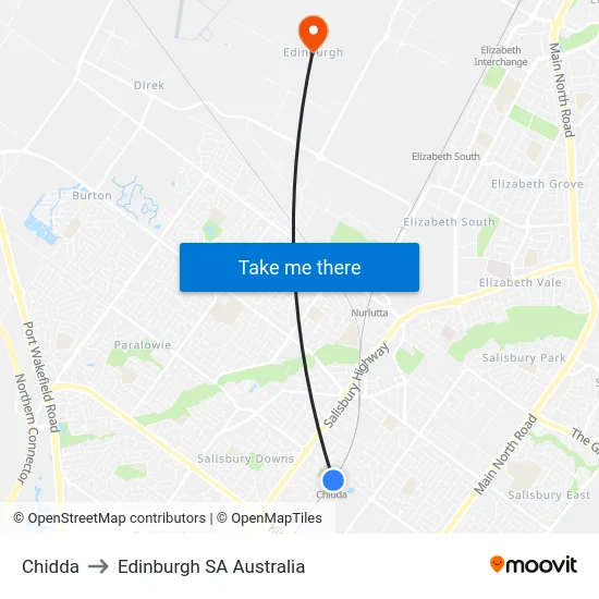 Chidda to Edinburgh SA Australia map
