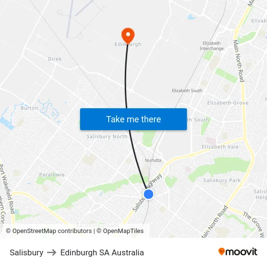 Salisbury to Edinburgh SA Australia map
