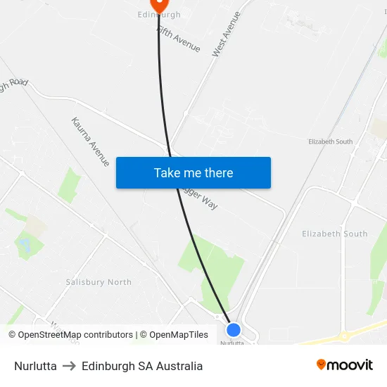 Nurlutta to Edinburgh SA Australia map