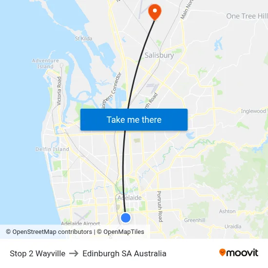 Stop 2 Wayville to Edinburgh SA Australia map