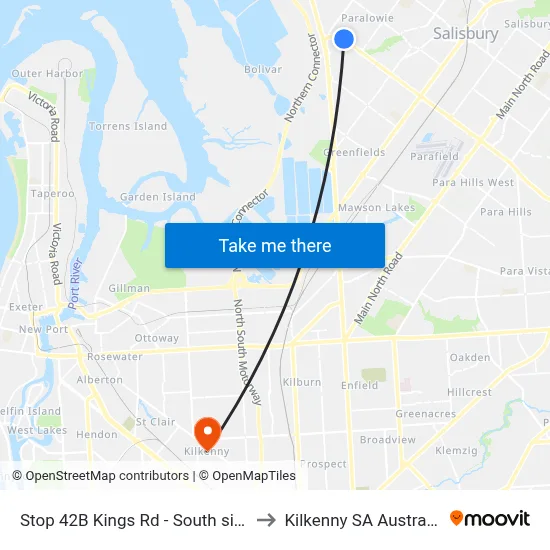 Stop 42B Kings Rd - South side to Kilkenny SA Australia map