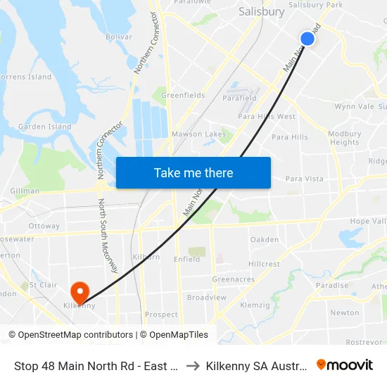 Stop 48 Main North Rd - East side to Kilkenny SA Australia map