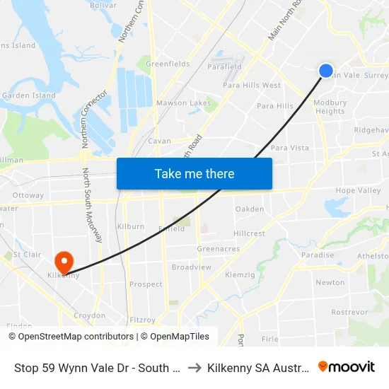Stop 59 Wynn Vale Dr - South side to Kilkenny SA Australia map