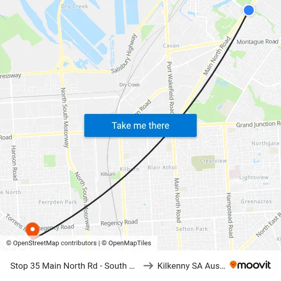 Stop 35 Main North Rd - South East side to Kilkenny SA Australia map