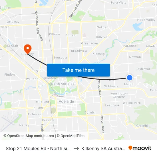 Stop 21 Moules Rd - North side to Kilkenny SA Australia map
