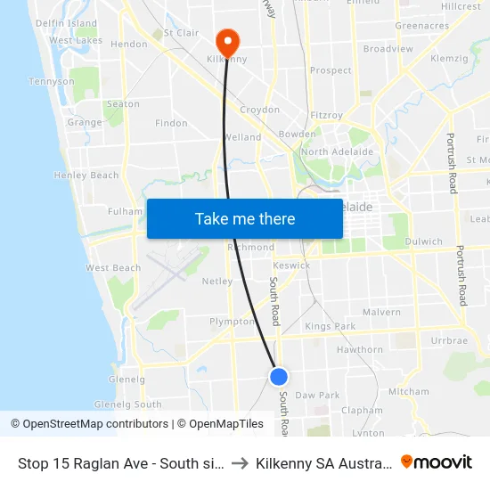 Stop 15 Raglan Ave - South side to Kilkenny SA Australia map