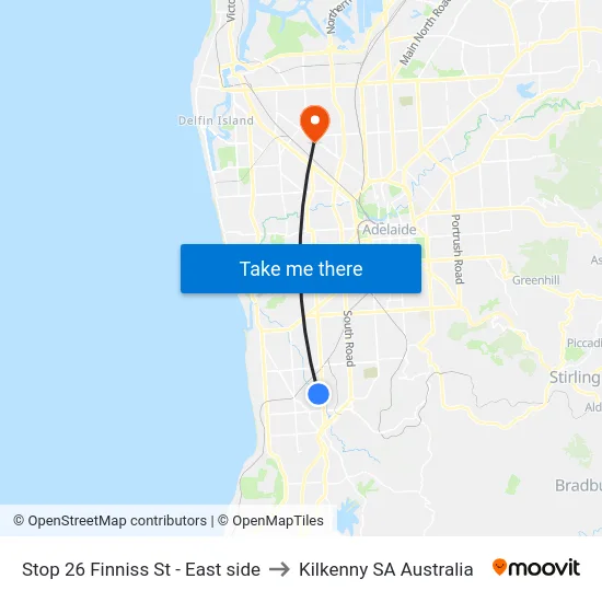Stop 26 Finniss St - East side to Kilkenny SA Australia map