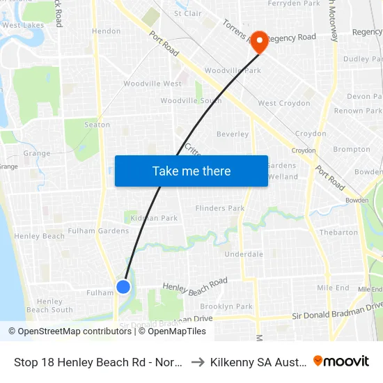 Stop 18 Henley Beach Rd - North side to Kilkenny SA Australia map