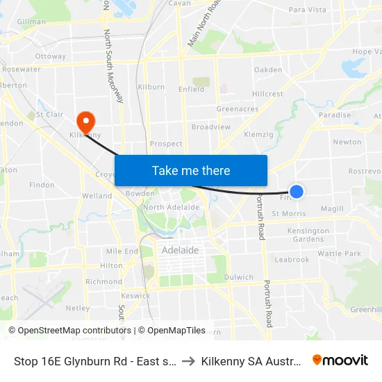 Stop 16E Glynburn Rd - East side to Kilkenny SA Australia map