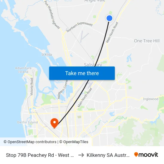 Stop 79B Peachey Rd - West side to Kilkenny SA Australia map