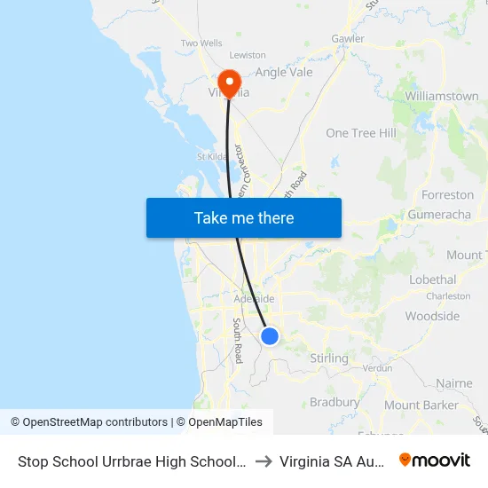 Stop School Urrbrae High School Grounds to Virginia SA Australia map
