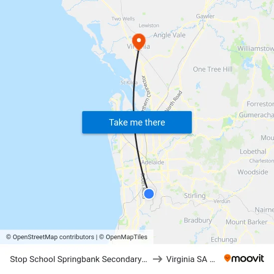 Stop School Springbank Secondary College Daws Rd to Virginia SA Australia map