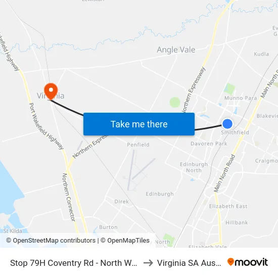 Stop 79H Coventry Rd - North West side to Virginia SA Australia map