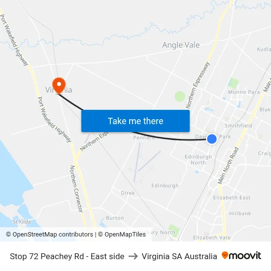 Stop 72 Peachey Rd - East side to Virginia SA Australia map