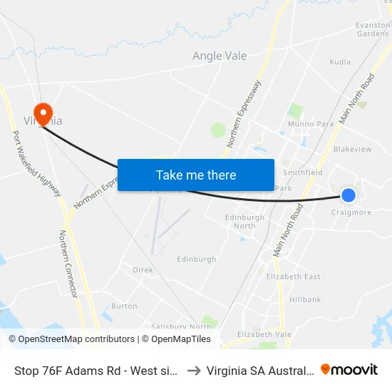 Stop 76F Adams Rd - West side to Virginia SA Australia map
