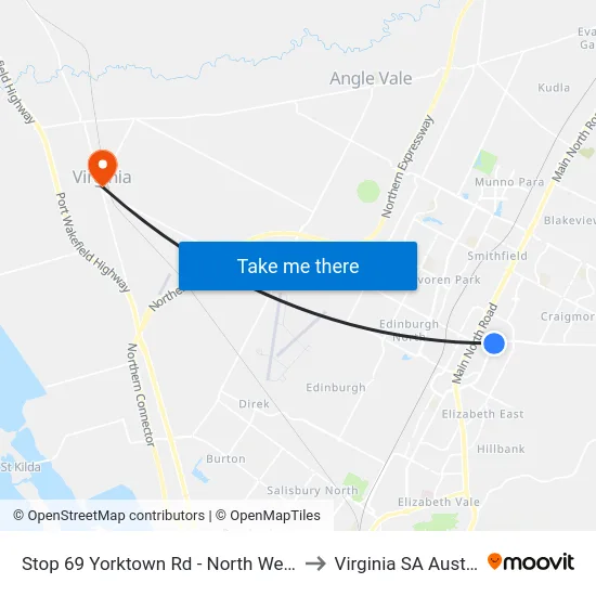 Stop 69 Yorktown Rd - North West side to Virginia SA Australia map
