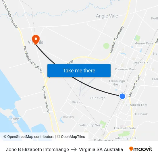 Zone B Elizabeth Interchange to Virginia SA Australia map