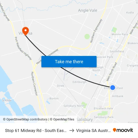 Stop 61 Midway Rd - South East side to Virginia SA Australia map