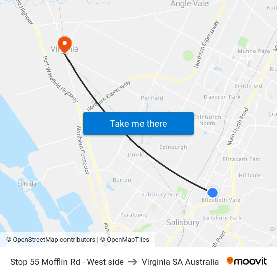 Stop 55 Mofflin Rd - West side to Virginia SA Australia map