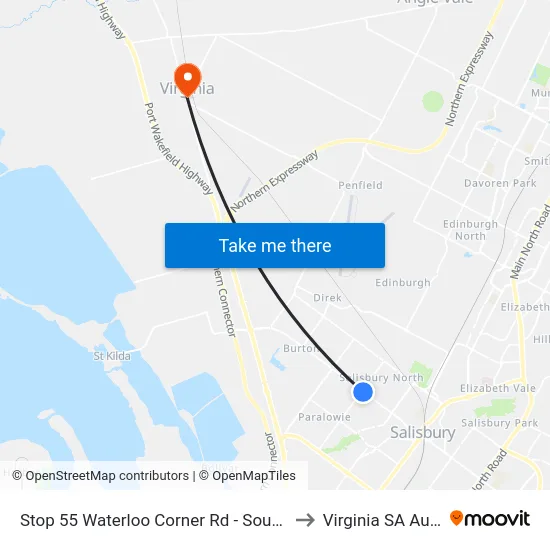 Stop 55 Waterloo Corner Rd - South West side to Virginia SA Australia map