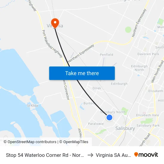 Stop 54 Waterloo Corner Rd - North East side to Virginia SA Australia map