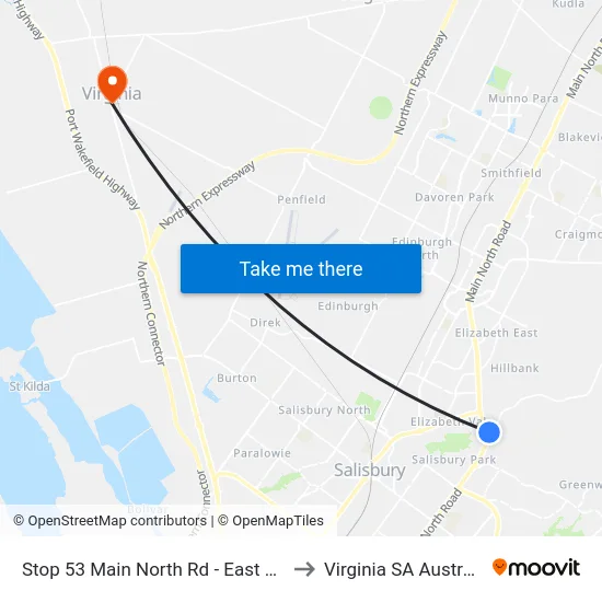 Stop 53 Main North Rd - East side to Virginia SA Australia map