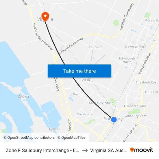 Zone F Salisbury Interchange - East Side to Virginia SA Australia map