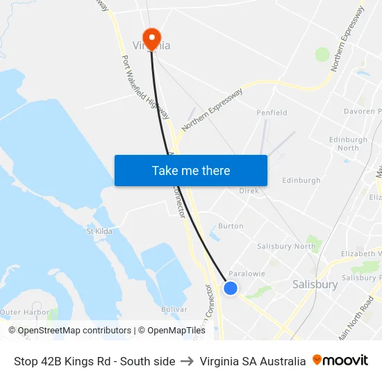 Stop 42B Kings Rd - South side to Virginia SA Australia map