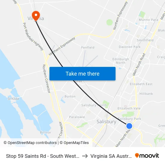 Stop 59 Saints Rd - South West side to Virginia SA Australia map