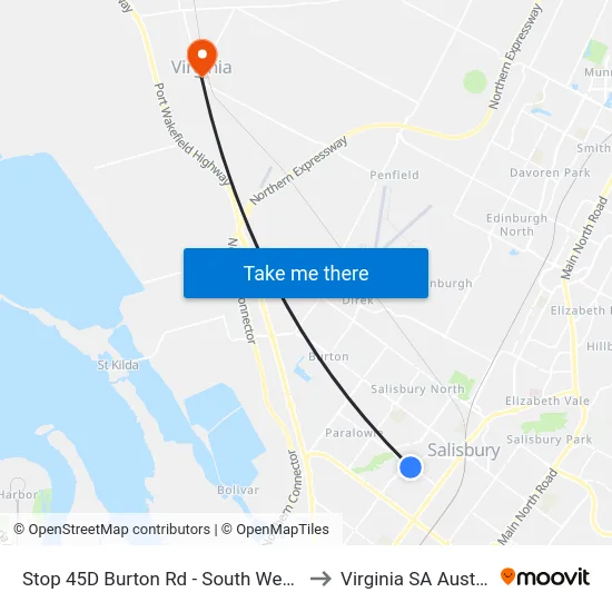 Stop 45D Burton Rd - South West side to Virginia SA Australia map