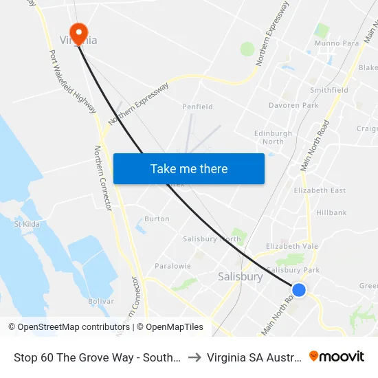 Stop 60 The Grove Way - South side to Virginia SA Australia map