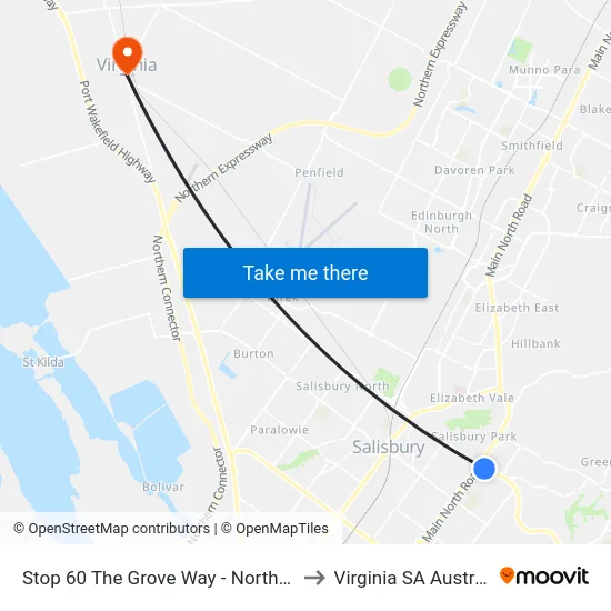 Stop 60 The Grove Way - North side to Virginia SA Australia map