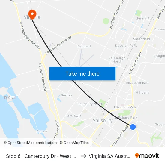 Stop 61 Canterbury Dr - West side to Virginia SA Australia map