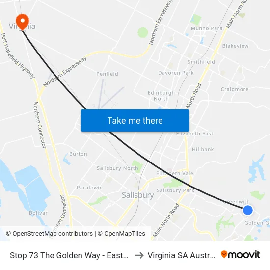 Stop 73 The Golden Way - East side to Virginia SA Australia map