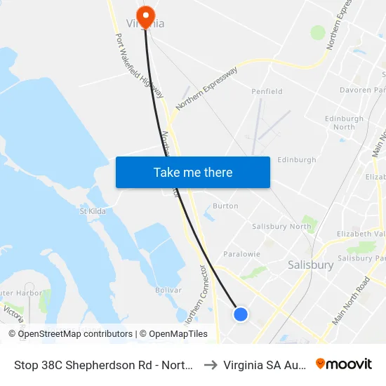 Stop 38C Shepherdson Rd - North East side to Virginia SA Australia map