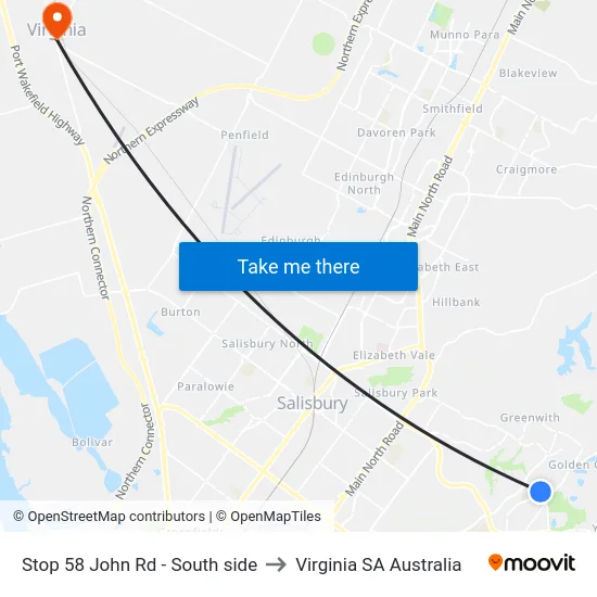 Stop 58 John Rd - South side to Virginia SA Australia map
