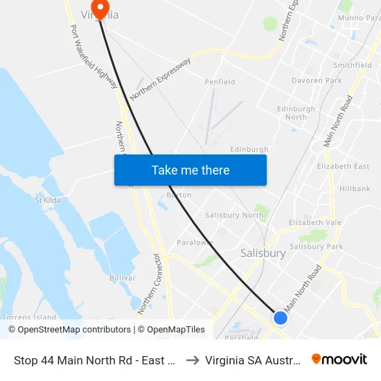 Stop 44 Main North Rd - East side to Virginia SA Australia map
