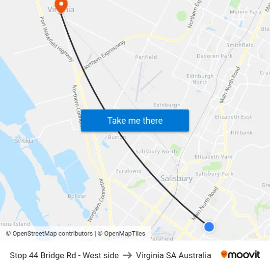 Stop 44 Bridge Rd - West side to Virginia SA Australia map