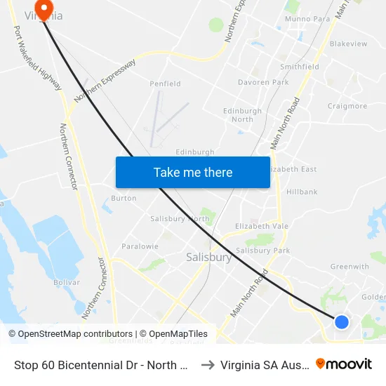 Stop 60 Bicentennial Dr - North West side to Virginia SA Australia map