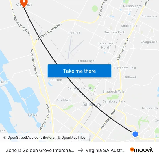 Zone D Golden Grove Interchange to Virginia SA Australia map
