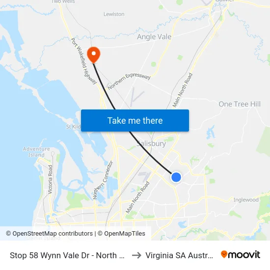 Stop 58 Wynn Vale Dr - North side to Virginia SA Australia map