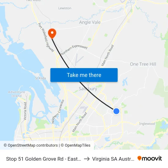 Stop 51 Golden Grove Rd - East side to Virginia SA Australia map