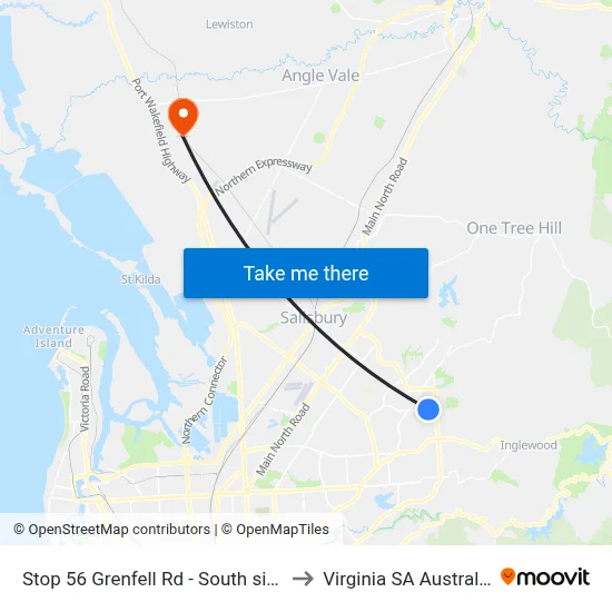 Stop 56 Grenfell Rd - South side to Virginia SA Australia map