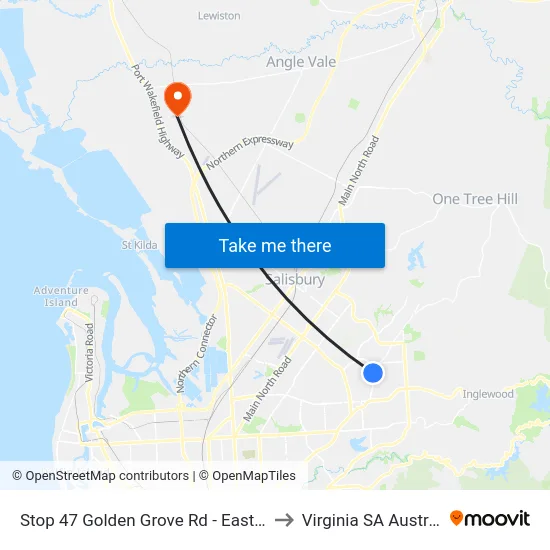 Stop 47 Golden Grove Rd - East side to Virginia SA Australia map