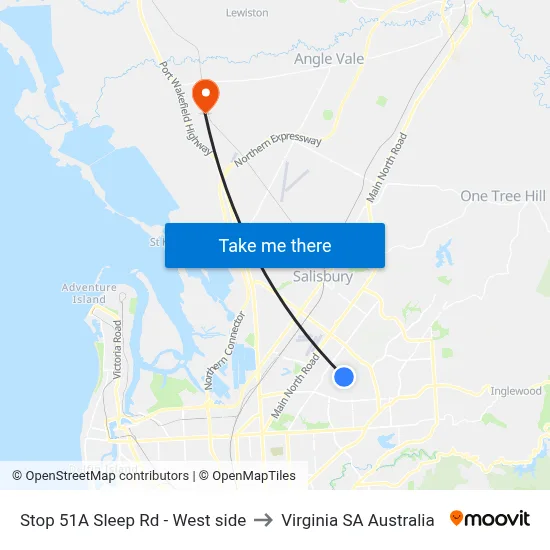 Stop 51A Sleep Rd - West side to Virginia SA Australia map